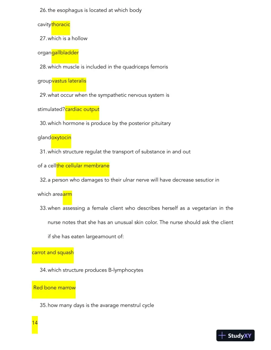 HESI Anatomy and Physiology A2 Comprehensive Real Exam With Answers (231 Solved Questions), page 7
