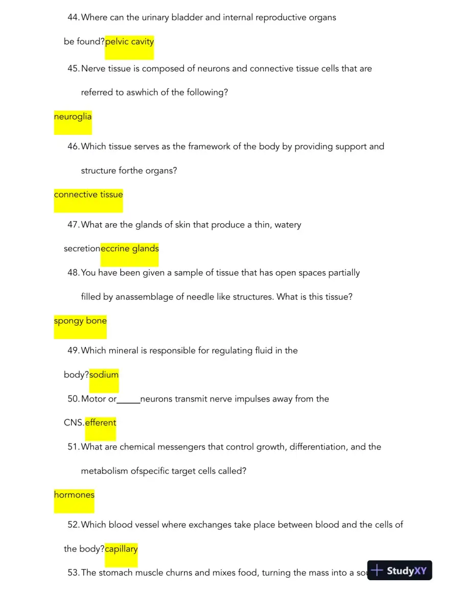 HESI Anatomy and Physiology A2 Comprehensive Real Exam With Answers (231 Solved Questions), page 9