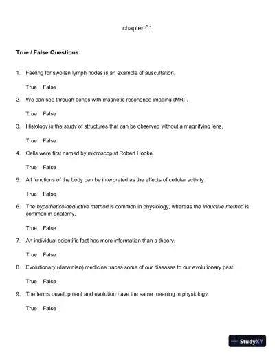 Test Bank For Anatomy and Physiology: The Unity of Form and Function 6th Edition Test Bank - Page 1 preview image