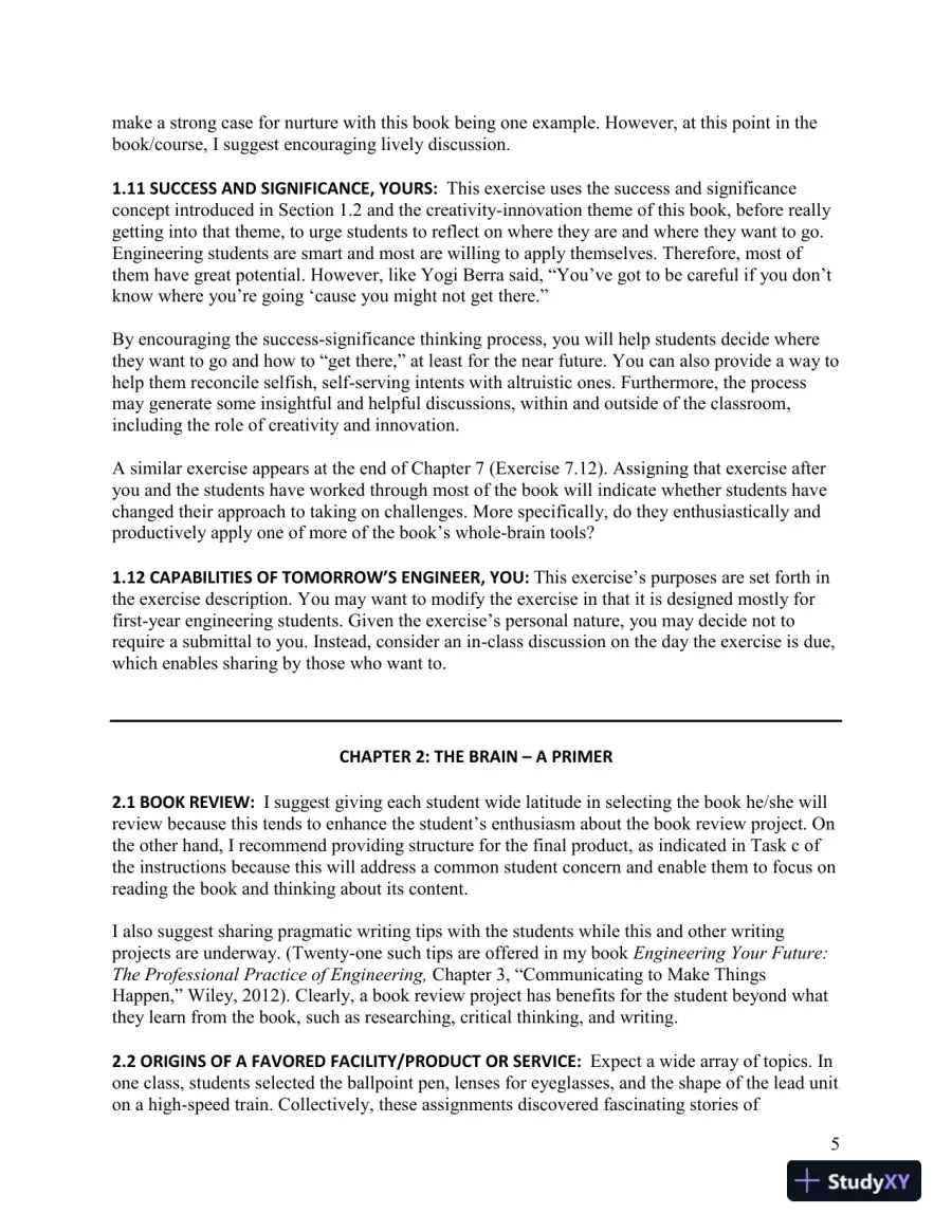 Solution Manual for Introduction to Creativity and Innovation for Engineers, 1st Edition, page 6