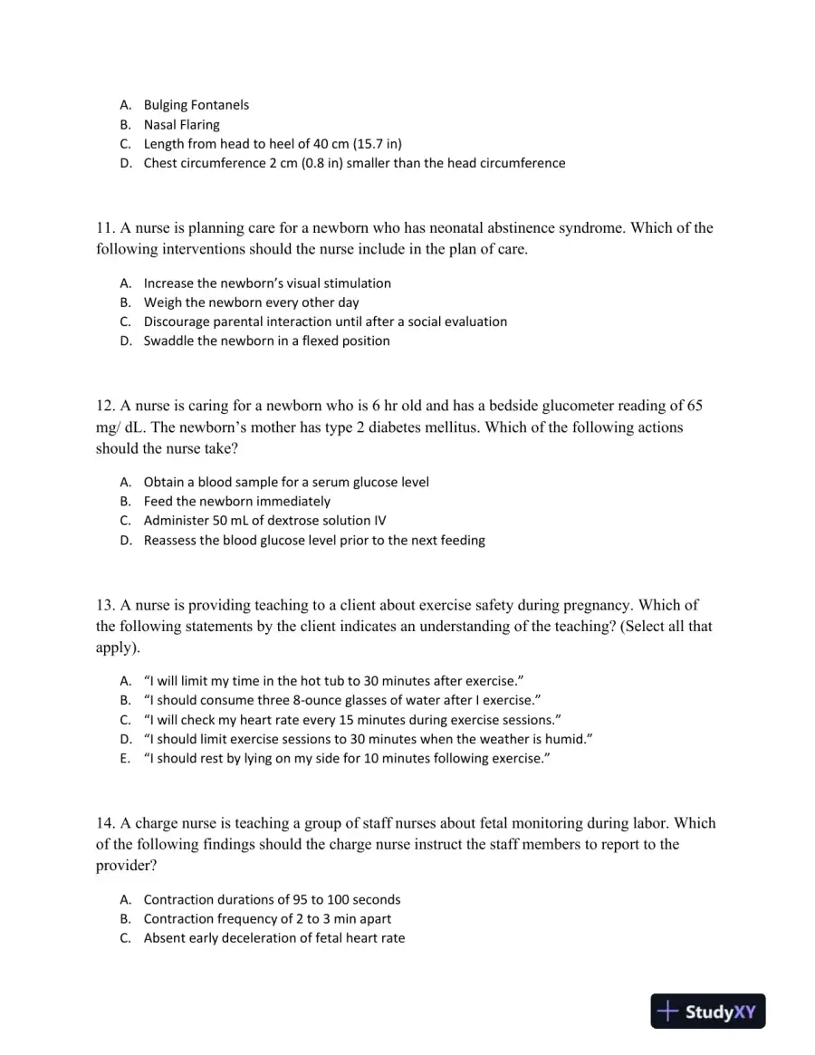 ATI RN Maternal Newborn Proctored Exam Version 14 With Answers (70 Solved Questions), page 5