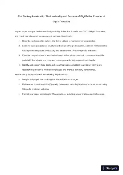21st Century Leadership: The Leadership and Success of Gigi Butler, Founder of Gigi's Cupcakes - Page 1 preview image