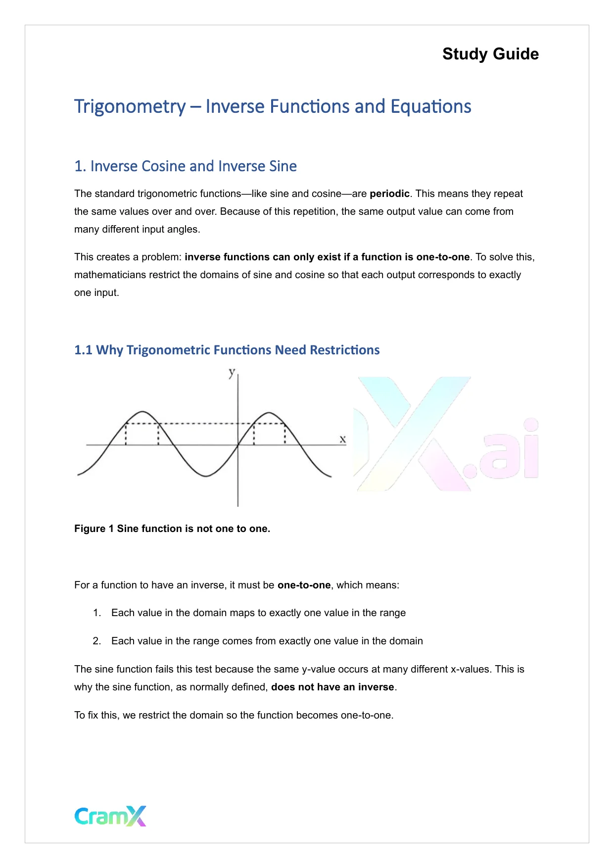 Trigonometry - Inverse Functions and Equations - Document preview page 1