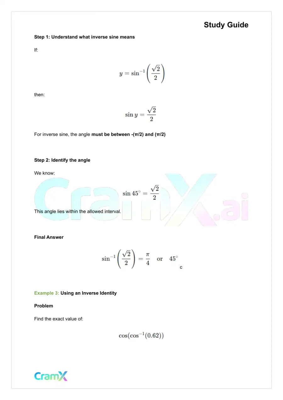 Trigonometry - Inverse Functions and Equations, page 9