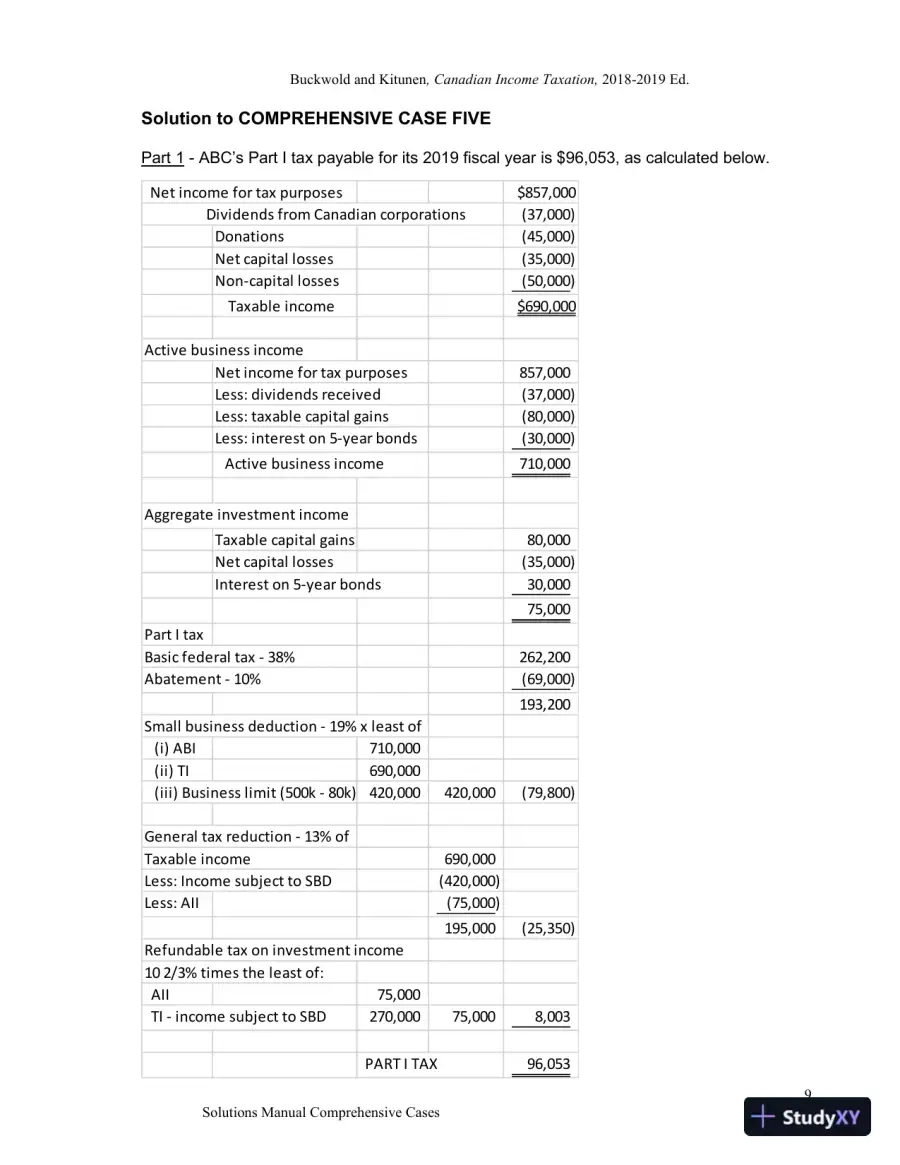 Canadian Income Taxation, 2018/2019, 21st Edition Solution Manual, page 10