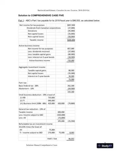 Canadian Income Taxation, 2018/2019, 21st Edition Solution Manual - Page 10 preview image