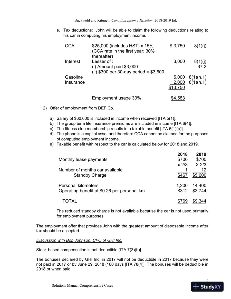 Canadian Income Taxation, 2018/2019, 21st Edition Solution Manual, page 3