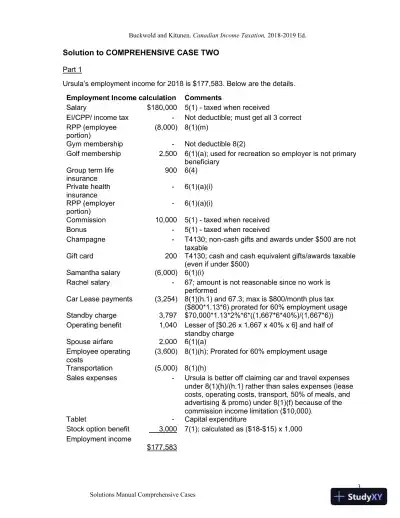 Canadian Income Taxation, 2018/2019, 21st Edition Solution Manual - Page 4 preview image