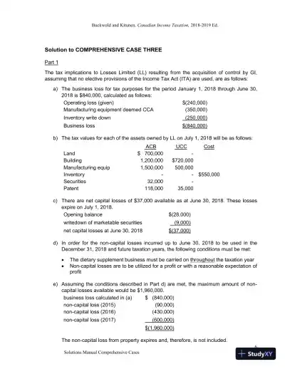 Canadian Income Taxation, 2018/2019, 21st Edition Solution Manual - Page 7 preview image