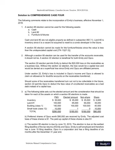 Canadian Income Taxation, 2018/2019, 21st Edition Solution Manual - Page 9 preview image
