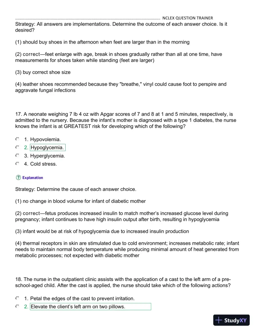 NCLEX Kaplan Trainer Test 3 Practice Exam with Answers (100 Solved Questions), page 10