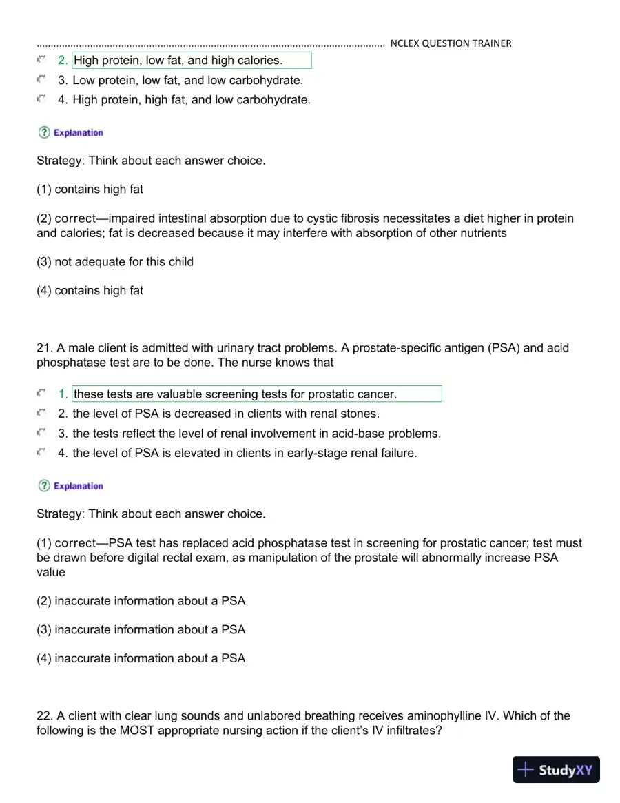 NCLEX Kaplan Trainer Test 3 Practice Exam with Answers (100 Solved Questions), page 12