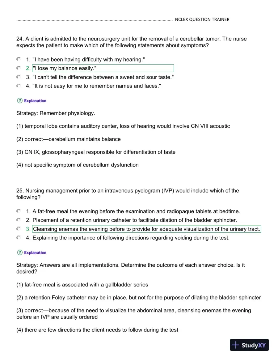 NCLEX Kaplan Trainer Test 3 Practice Exam with Answers (100 Solved Questions), page 14