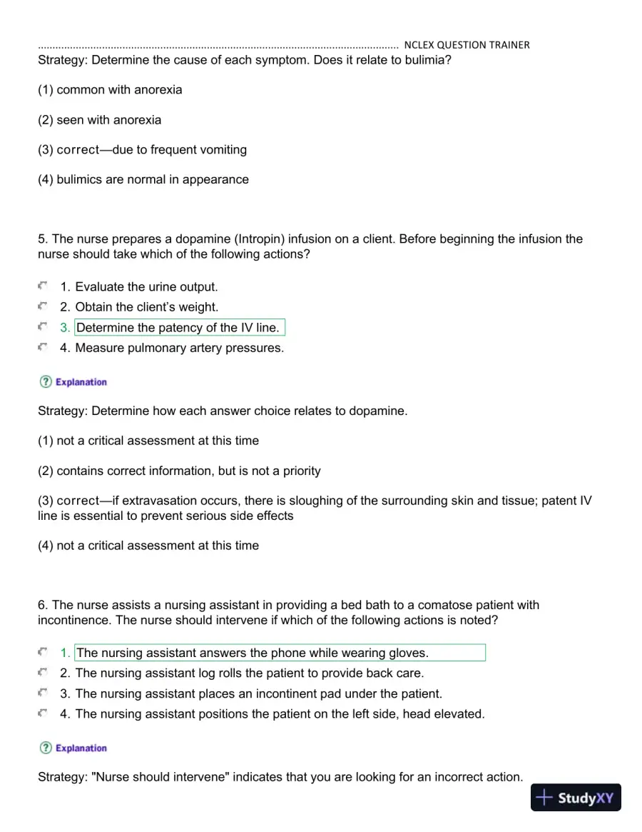 NCLEX Kaplan Trainer Test 3 Practice Exam with Answers (100 Solved Questions), page 4