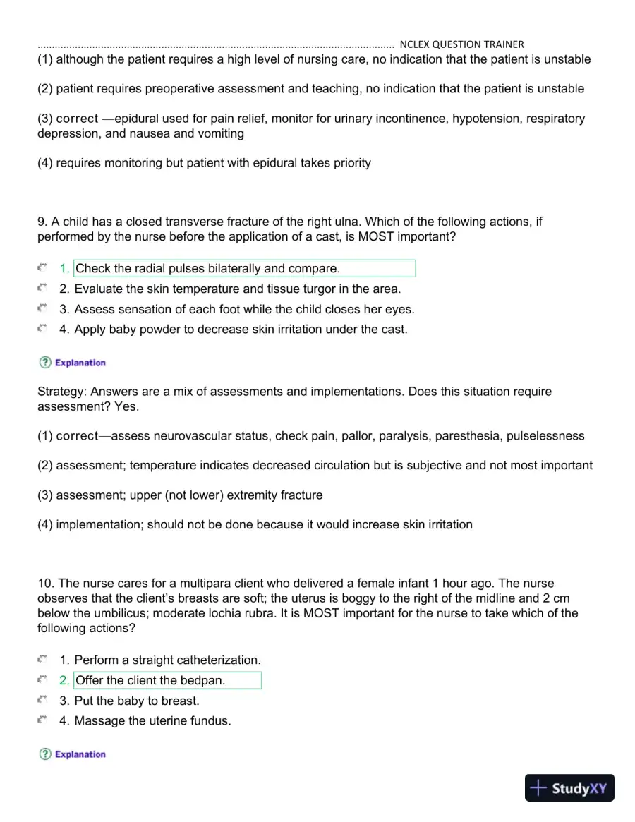 NCLEX Kaplan Trainer Test 3 Practice Exam with Answers (100 Solved Questions), page 6