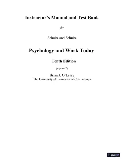 Test Bank For Psychology and Work Today, 10th Edition - Page 1 preview image