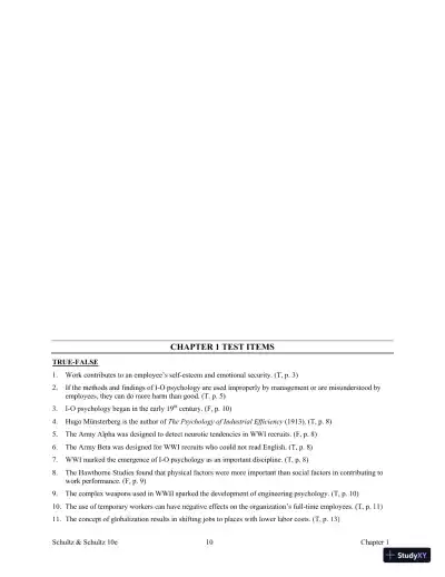 Test Bank For Psychology and Work Today, 10th Edition - Page 15 preview image