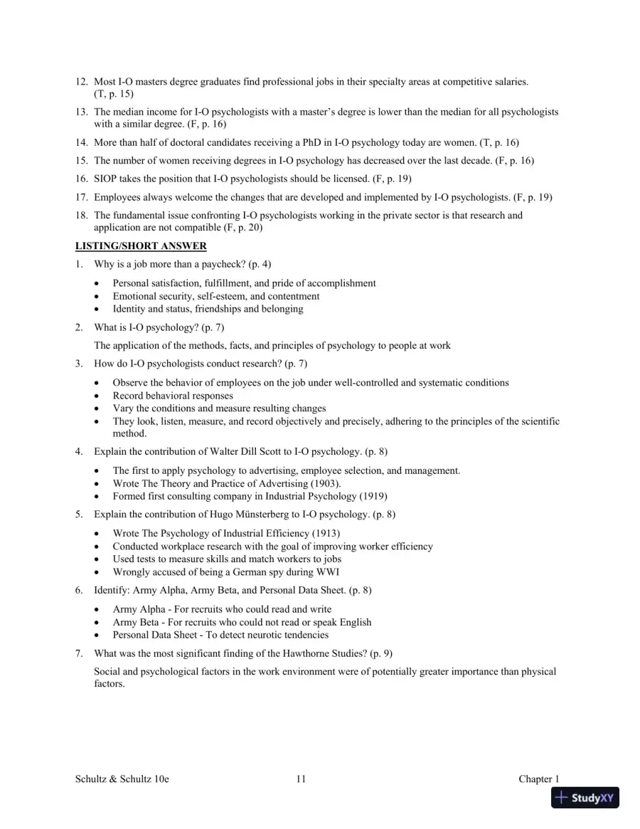 Test Bank For Psychology and Work Today, 10th Edition, page 16