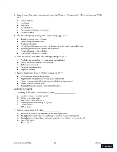 Test Bank For Psychology and Work Today, 10th Edition - Page 17 preview image