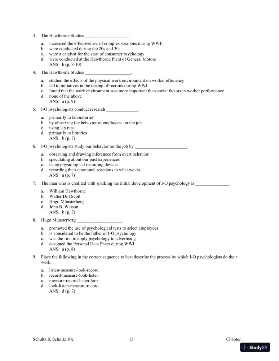 Test Bank For Psychology and Work Today, 10th Edition, page 18