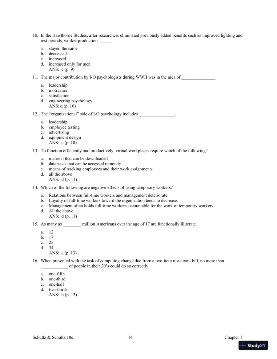 Test Bank For Psychology and Work Today, 10th Edition, page 19