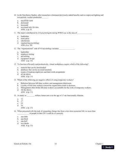 Test Bank For Psychology and Work Today, 10th Edition - Page 19 preview image