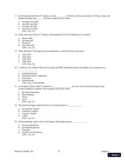 Test Bank For Psychology and Work Today, 10th Edition - Page 20 preview image