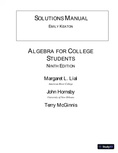 Solution Manual for Algebra for College Students, 9th Edition - Page 1 preview image