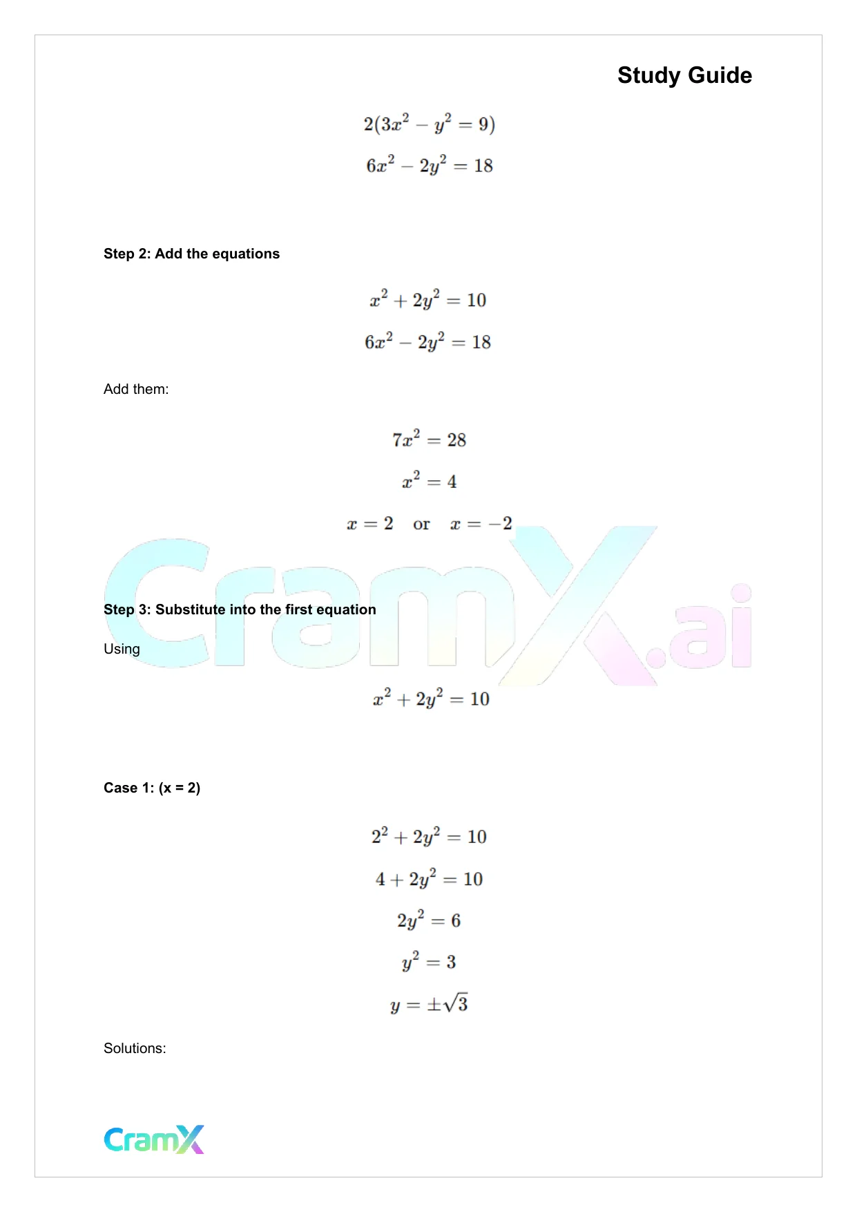 Algebra II – Quadratic Systems - Page 2 preview image
