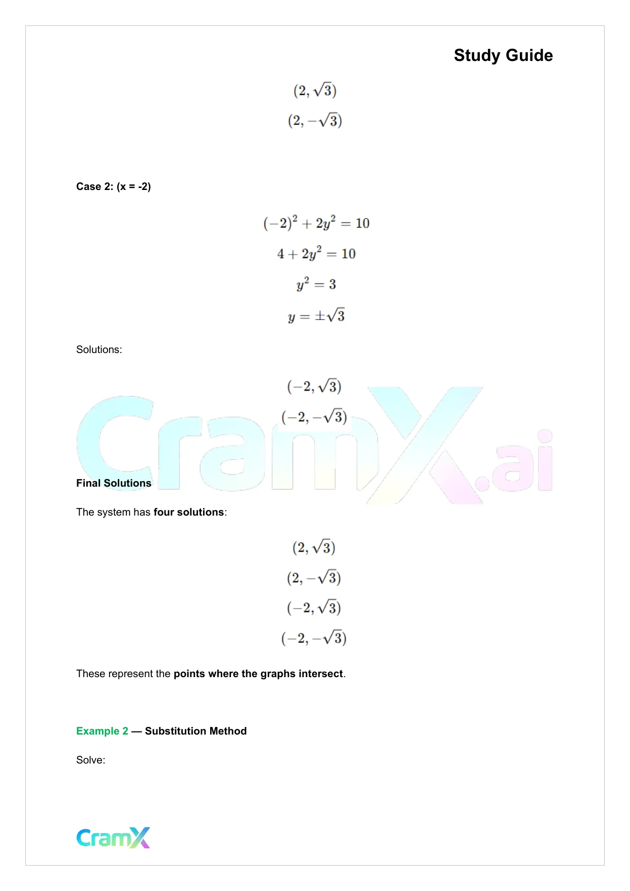 Algebra II – Quadratic Systems - Page 3 preview image
