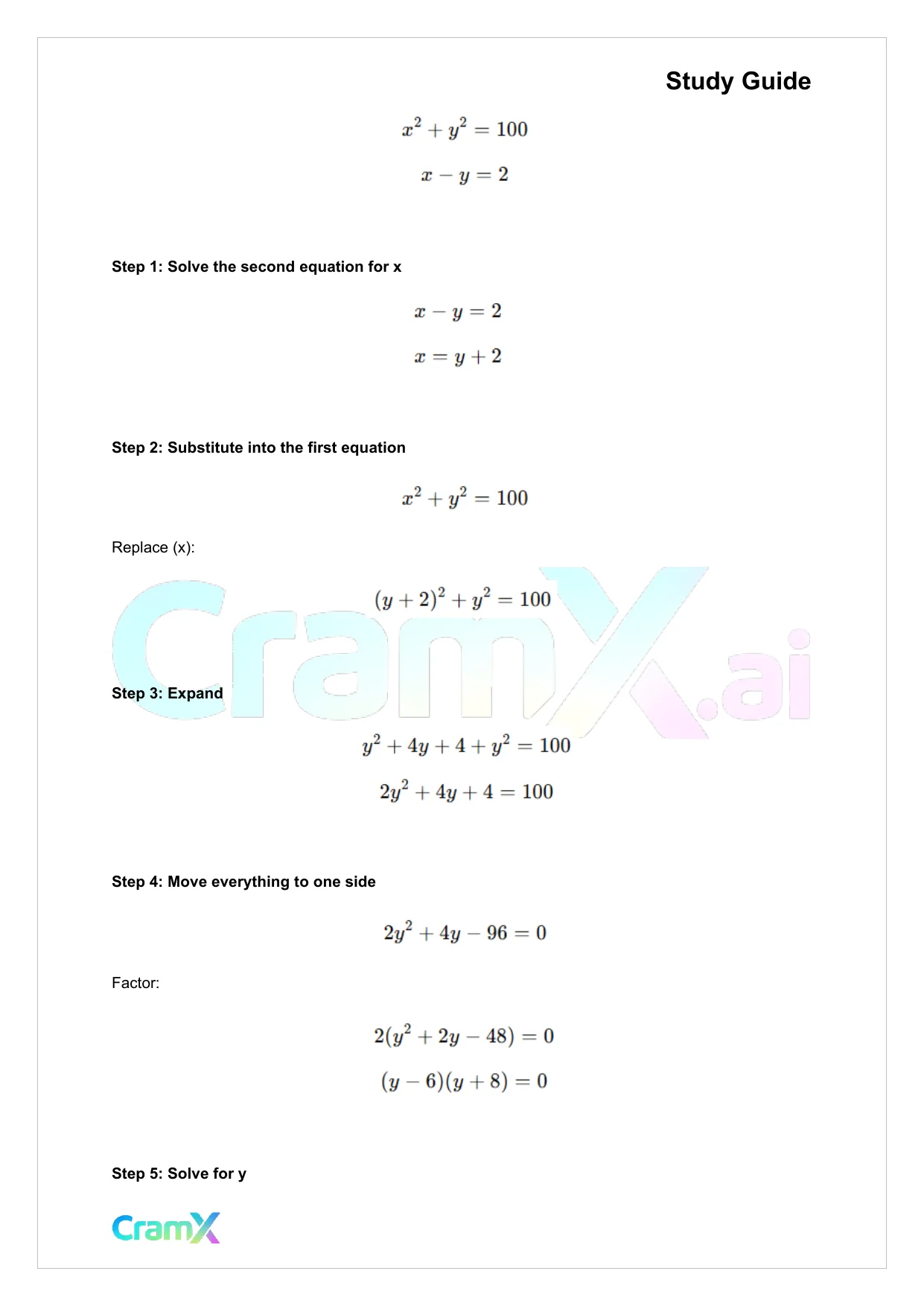 Algebra II – Quadratic Systems - Page 4 preview image