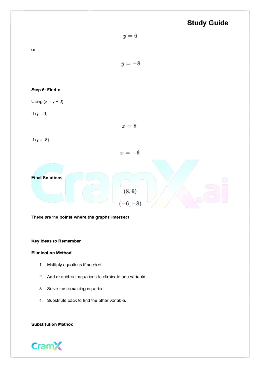 Algebra II – Quadratic Systems, page 5