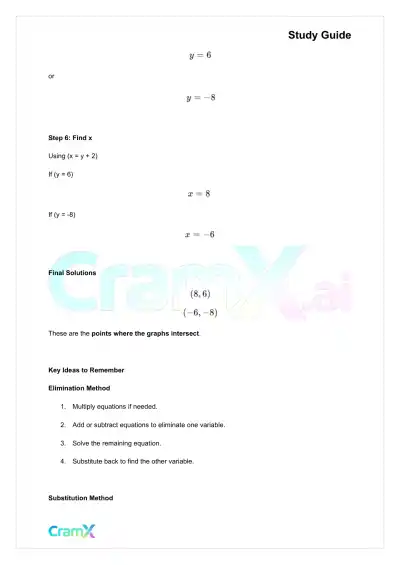 Algebra II – Quadratic Systems - Page 5 preview image