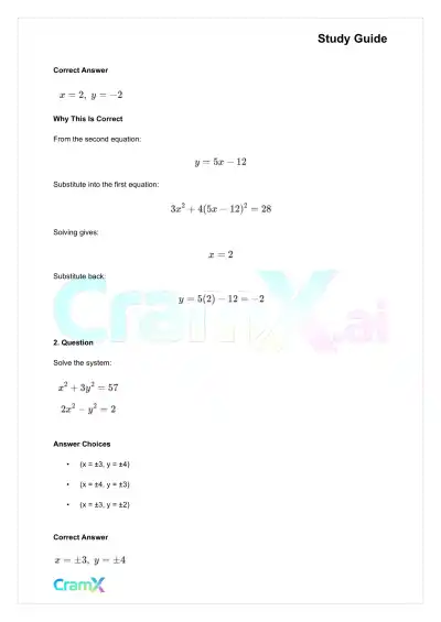 Algebra II – Quadratic Systems - Page 7 preview image