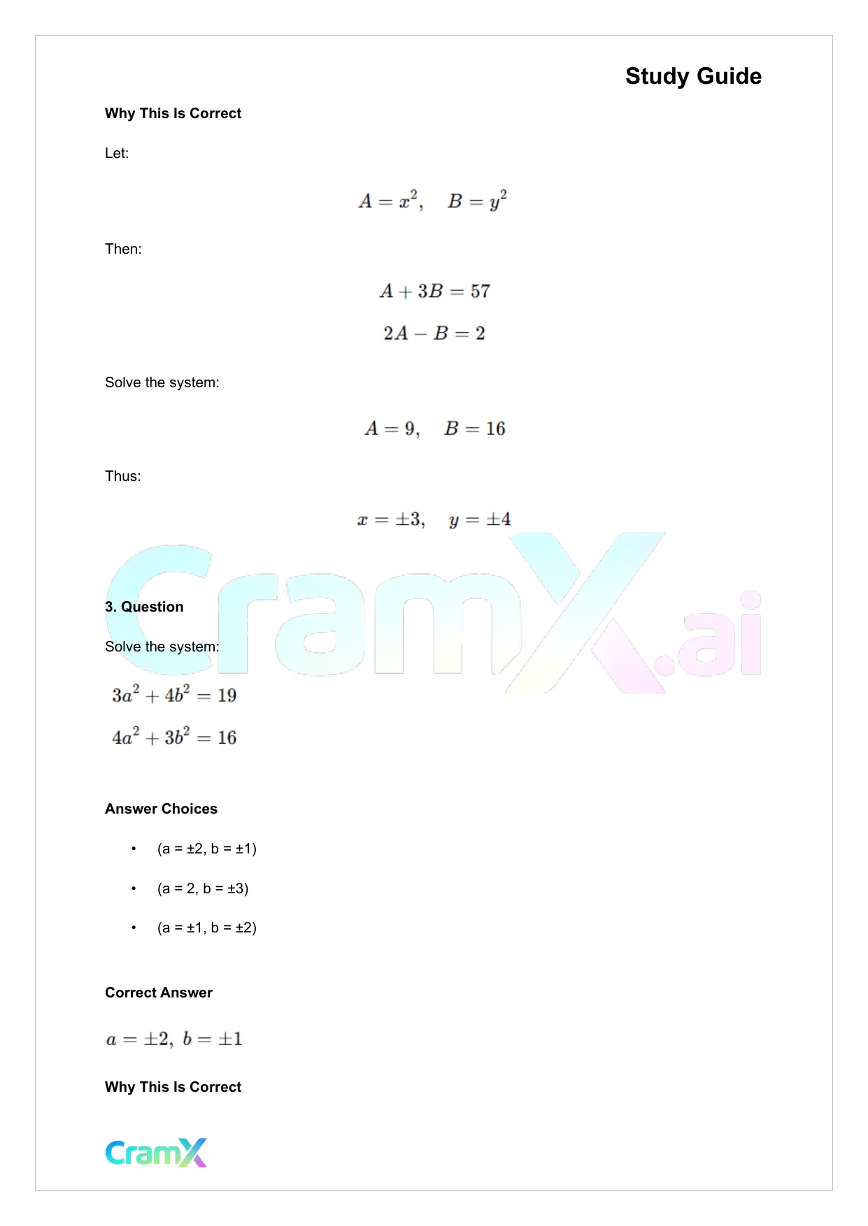 Algebra II – Quadratic Systems - Page 8 preview image