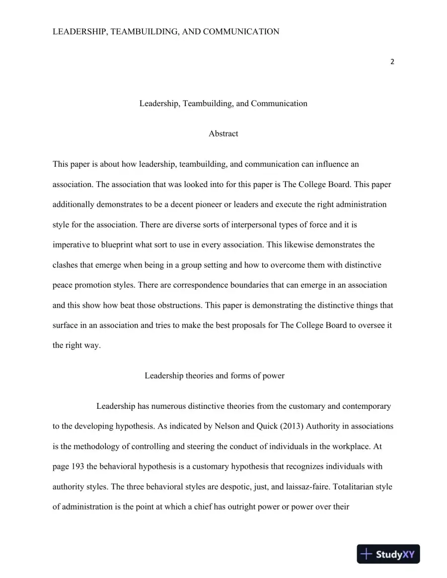 BUS 322 Leadership, Teambuilding, and Communication, page 3