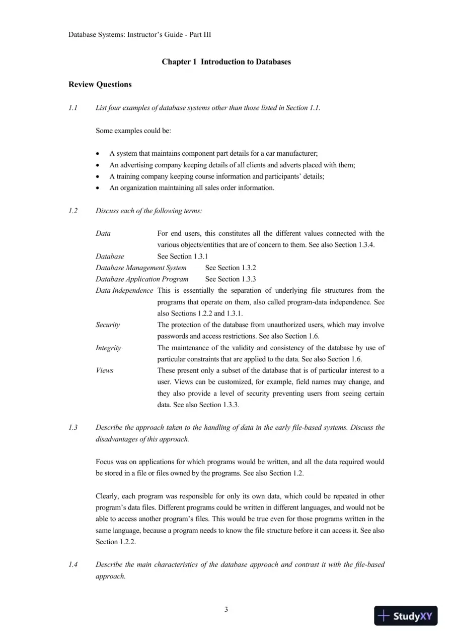 Solution Manual for Database Systems: A Practical Approach to Design, Implementation, and Management, 6th Edition, page 4