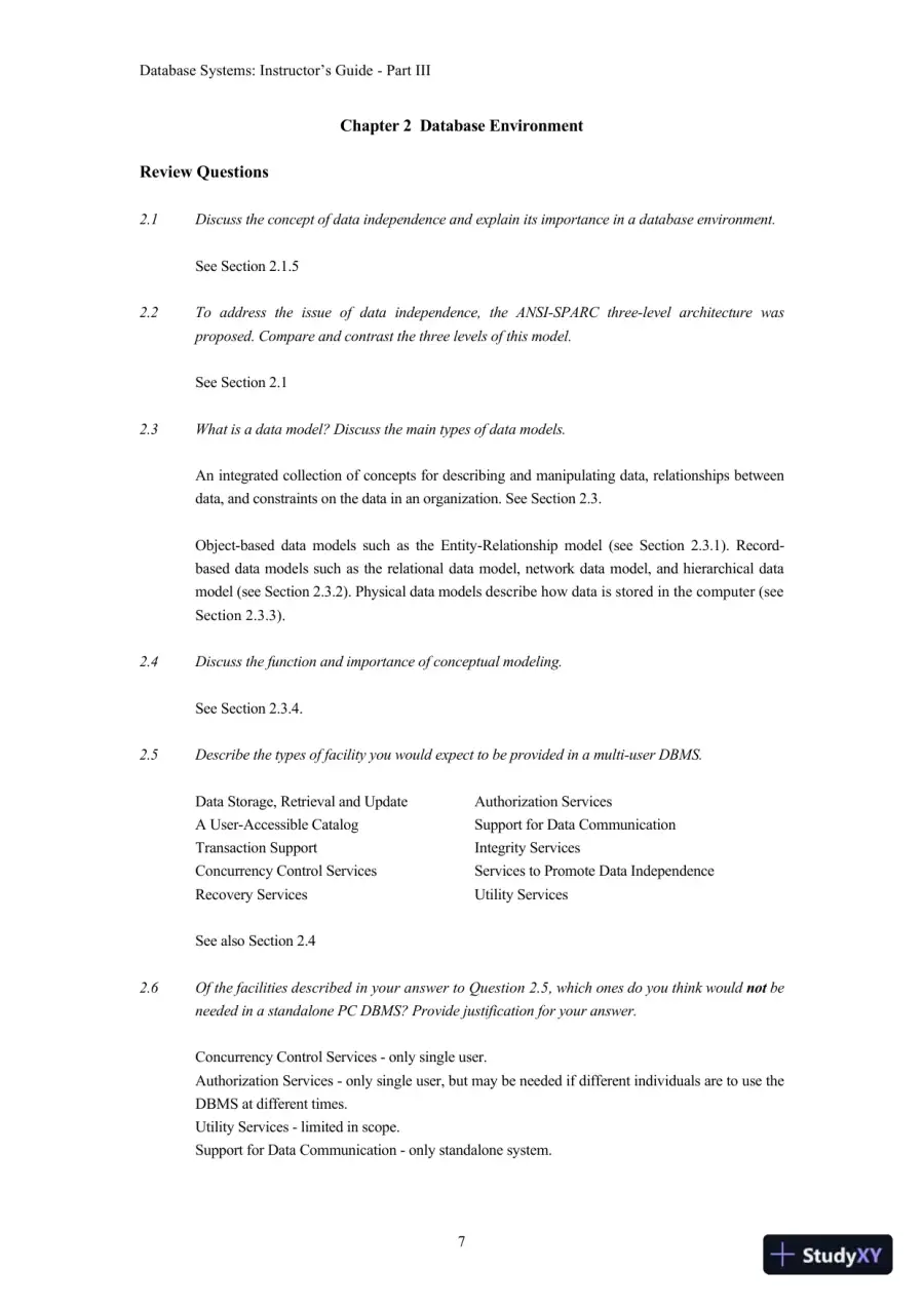 Solution Manual for Database Systems: A Practical Approach to Design, Implementation, and Management, 6th Edition, page 8
