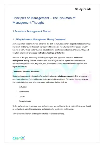 Principles of Management - The Evolution of Management Thought - Page 1 preview image