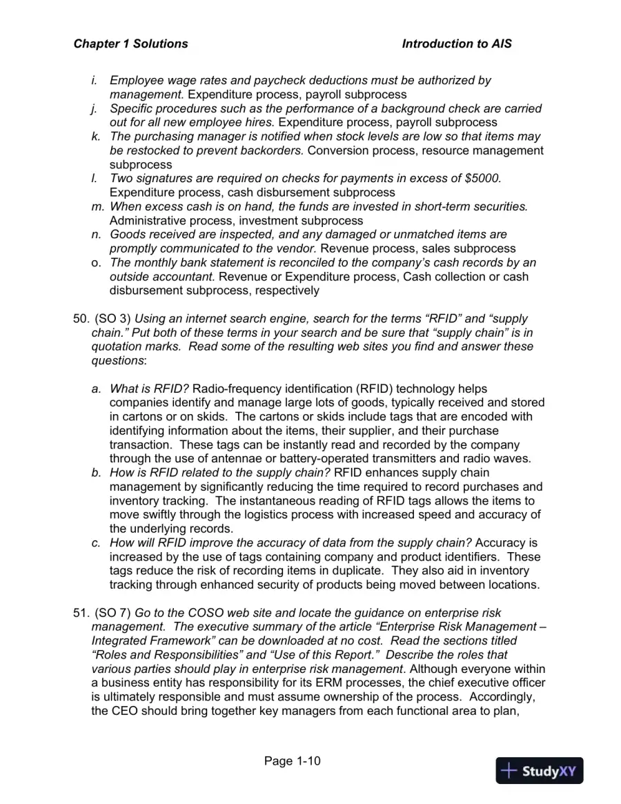 Solution Manual for Accounting Information Systems: The Processes and Controls , 2nd Edition, page 11