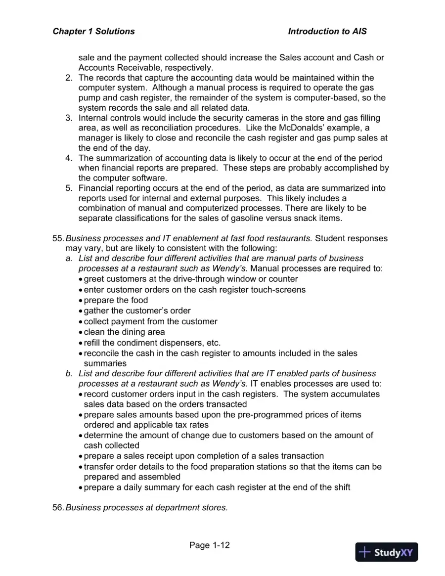 Solution Manual for Accounting Information Systems: The Processes and Controls , 2nd Edition, page 13