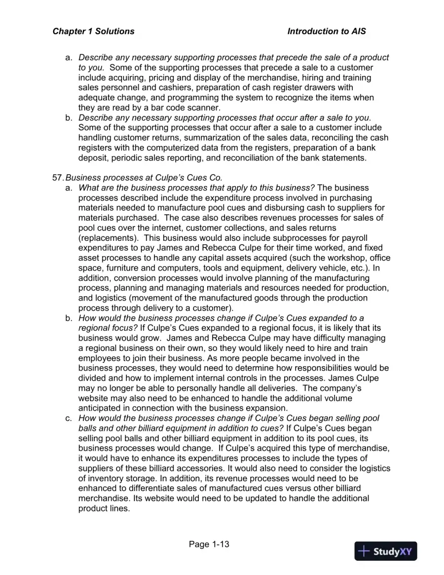 Solution Manual for Accounting Information Systems: The Processes and Controls , 2nd Edition, page 14