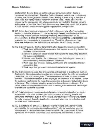 Solution Manual for Accounting Information Systems: The Processes and Controls , 2nd Edition - Page 3 preview image