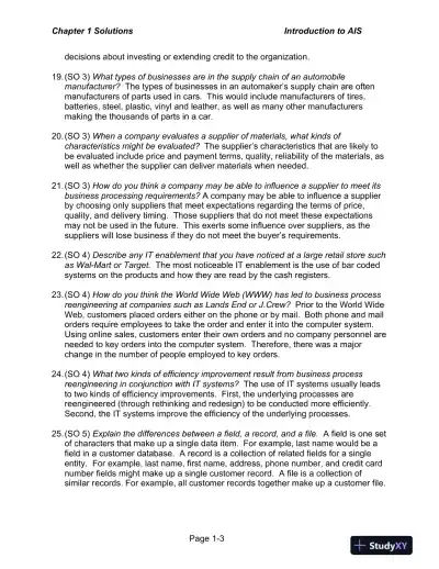 Solution Manual for Accounting Information Systems: The Processes and Controls , 2nd Edition - Page 4 preview image