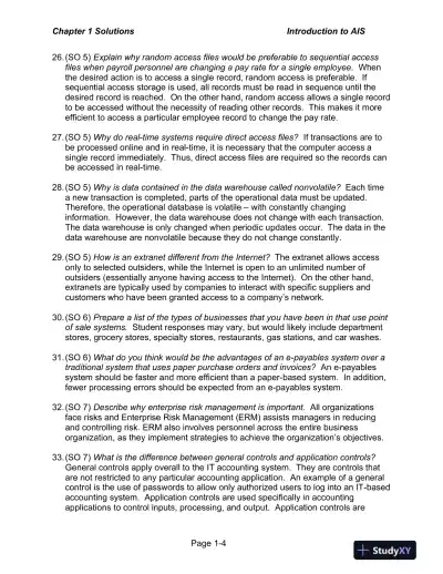 Solution Manual for Accounting Information Systems: The Processes and Controls , 2nd Edition - Page 5 preview image