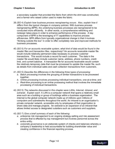 Solution Manual for Accounting Information Systems: The Processes and Controls , 2nd Edition - Page 7 preview image