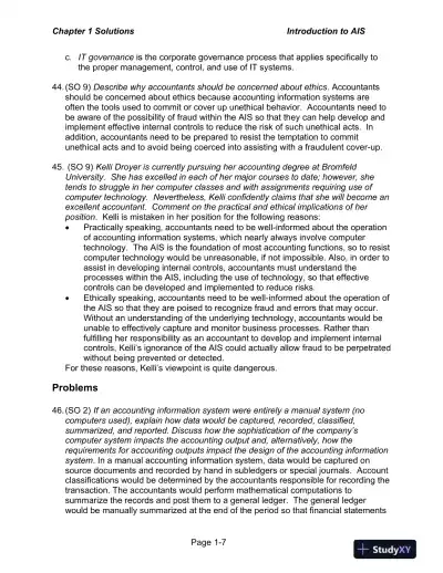 Solution Manual for Accounting Information Systems: The Processes and Controls , 2nd Edition - Page 8 preview image
