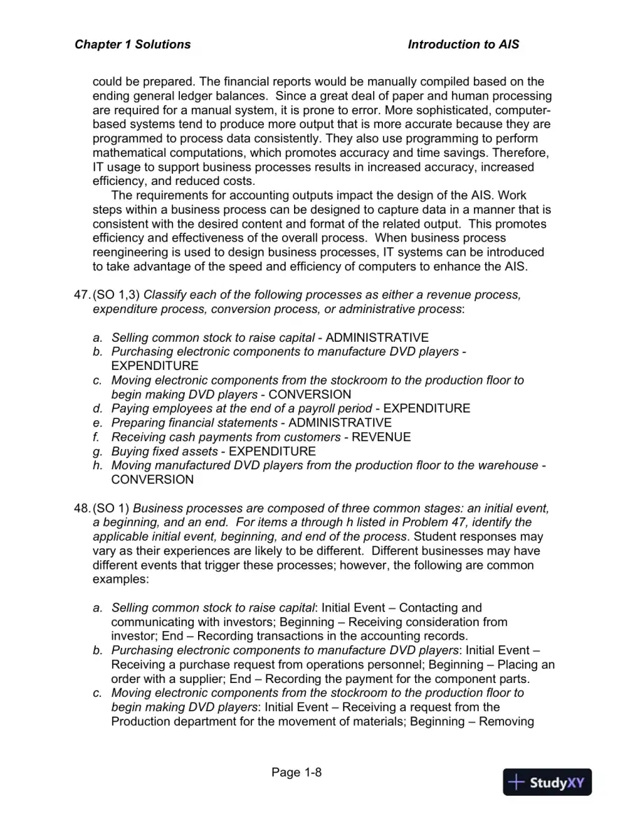 Solution Manual for Accounting Information Systems: The Processes and Controls , 2nd Edition, page 9