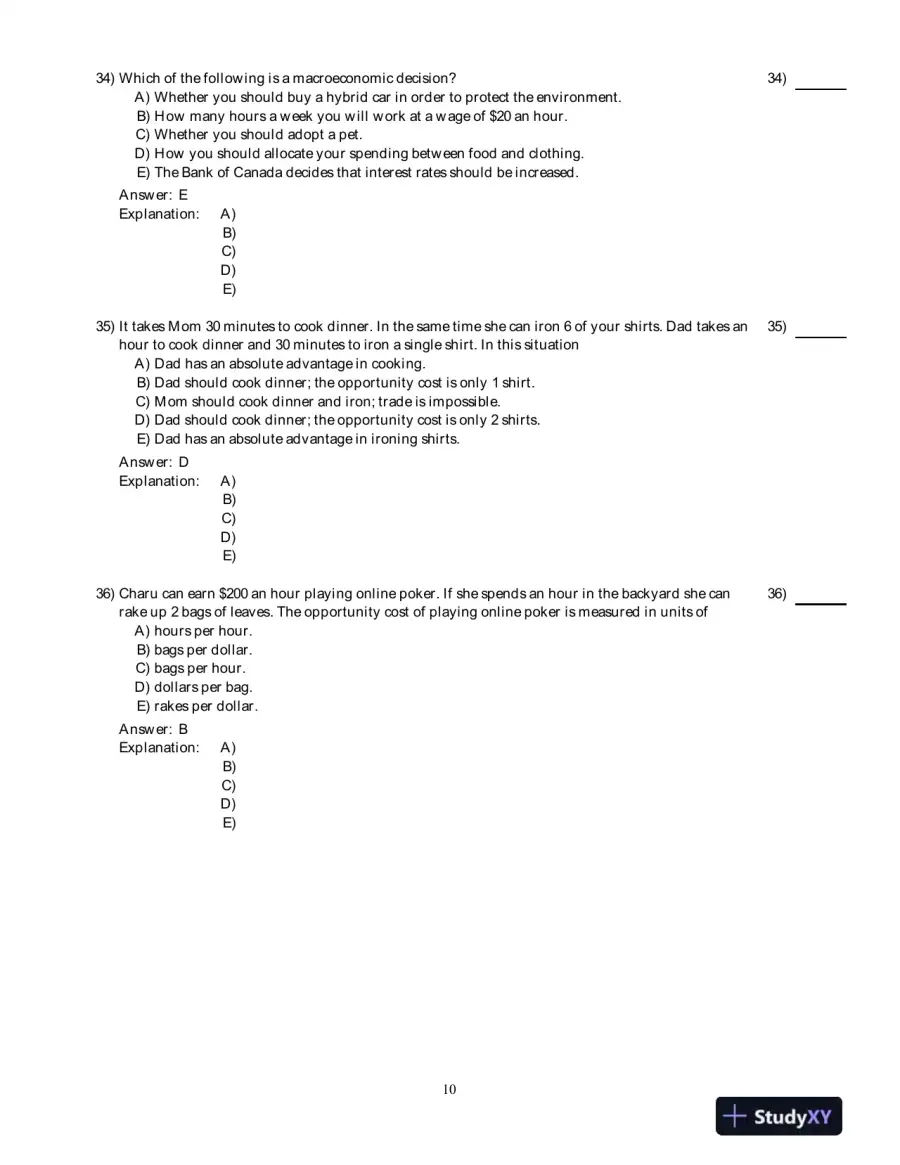 Economics For Life: Smart Choices For You, 1st Edition Test Bank, page 11