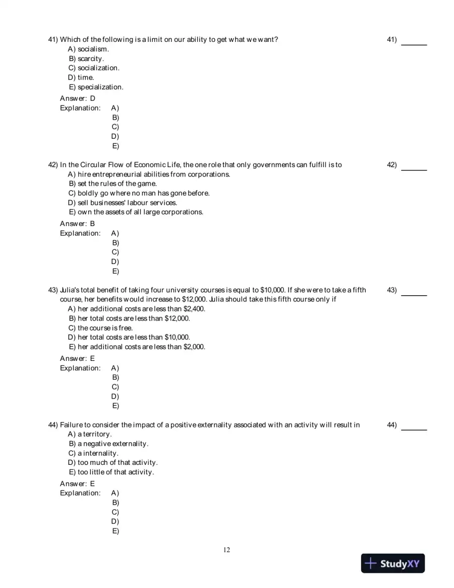 Economics For Life: Smart Choices For You, 1st Edition Test Bank, page 13